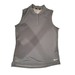 NWT NIKE Women Sz. Large Dri-Fit Textured Sleeveless Golf Polo Shirt Top GREY